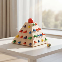 Child-Centered Color Shape Matching Toy Early Education Pyramid Shape Sorting Puzzle Wooden Pyramid Game for Young Children, Infants, Kindergarten
