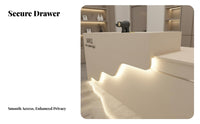 Modern LED Reception Desk Light Luxury Design Modern Reception Desk Thickened Desktop Illuminated Welcome Counter for Business Owners, Company Lobby