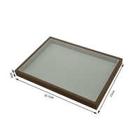 Jewelry Display Tray Walnut Wood Grain Wooden Display Tray Home Accessory Light Gray Rectangular for Vanity, Dressing Table
