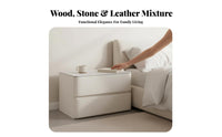 Cream design Two-Drawer Nightstand Modern Design 2-Drawer Nightstand Sturdy long-lasting Bedside Table Rounded Corners for Homeowners, Renters, Students, Living Room, College Dorm, Entryway, Office