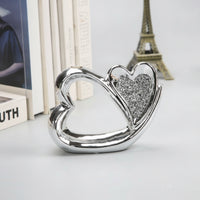 Ceramic Heart Sculpture Elegant Ceramic Heart Ornament Glossy Tabletop Ornament for Entryway Table, Bookshelf, Desk