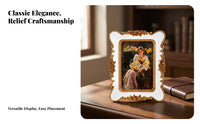 Tabletop Resin Photo Frame Vintage-Inspired 6 Inch Picture Frame Ornate Decor Desktop for Newlyweds, Wedding, Dresser