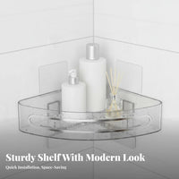 Drilltool-Less Installation Transparent Corner Shelf No Drilling Required Bathroom Accessory Easy to Install Shower Organizer Waterproof Adhesive for Homeowners, Families, Students, Washroom, Kitchen, Laundry Room