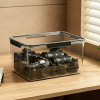 Storage Box with Latch Transparent Storage Box with Lid Organizer Bin Dustproof Container Heavy-Duty for Photographers, Studio