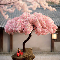 Miniature Cherry Blossom Tree Model Freestanding Flowering Cherry Tree Miniature Realistic Display Decor for Micro-Landscape