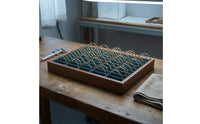 Walnut Finish 40-Slot Bracelet Tray Wood-Look Bracelet Organizer Tray Metal Loop Supports