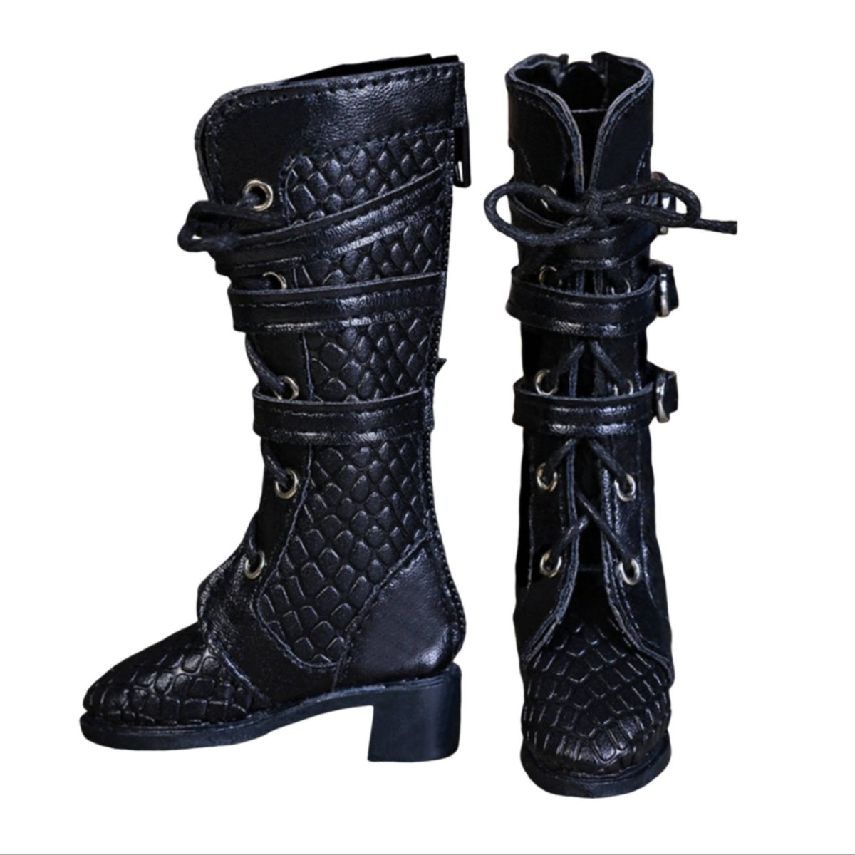 1/4 BJD Black Leather Boots Textured texture/4 Doll Boots for Photo Photography, Display, Collection