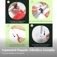 Golf Flagstick Set Practice Tool 3-Section Golf Pin Easy Assembly Putting Pin Flag for Beginners, Kids, Backyard