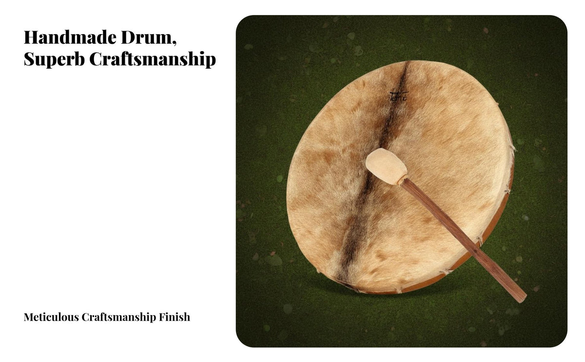 Shamanic Drum Spiritual Tool Round Shamanic Drum Artisanal Percussion Instrument for Musicians, Hobbyists, Meditation