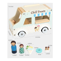 Early Learning Ice Cream Wagon Stroller Interactive Pretend Ice Cream Truck Child-Safe Materials Wooden Baby Stroller Sturdy for Toddlers, Babies, Indoor Play, Nursery