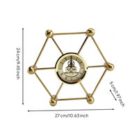 Round Analog Clock Ornament Gold-Colored Metal Clock Ornament Decorative for Home Decor