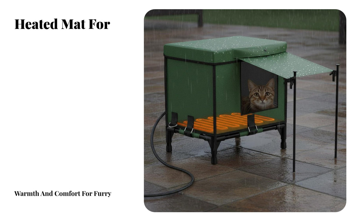 Heated Outdoor Shelter Waterresistant Heated Outdoor Feline Shelter Foldable Large Awning for Patio, Yard