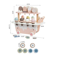 Child Pretend Ice Cream Cart Children's Plaything Wooden Ice Cream Cart Social Skills for Kids