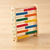 10 Rods Wooden Counting Abacus 100 Beads Children's Math Abacus Printed Numbers Tabletop Arithmetic Toy Multicolor