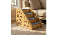 Wooden Pet Staircase Carpeted Dog Steps with Carpet Sturdy Furniture for Older Pets, Sofa