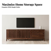 Lowheight Credenza with Sliding Doors vintage-modernretro-modern Modern design TV Stand Vintage Look Media Console for Homeowners, Adults, Bedroom, Entrypassage, Office