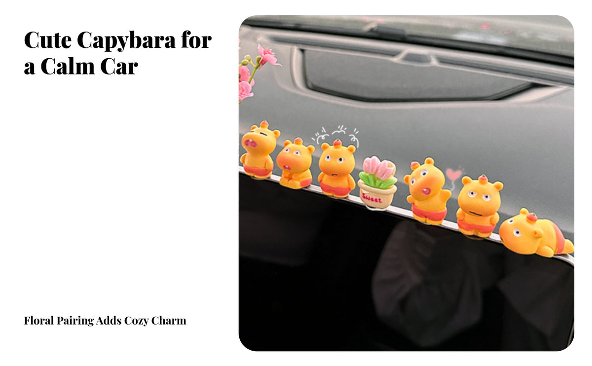 Easy to Install Cute Capybara Figurine Multi-Purpose Cute Capybara Statue Hand-Painted for Women, Adults, Center Console, Office Desk, Home