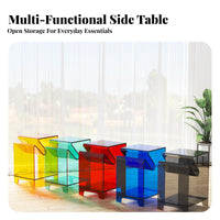 Nordic & design Sofa Accent Table Light Luxury Wavy Side Table Transparent Nightstand Artistic Design for Apartment Dwellers, Interior Designers, Living Room, Bedroom, Home Office, Entryway