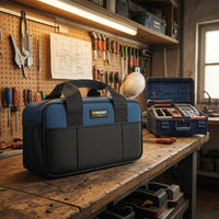 Woven Handles Tool Bag Vertical Pockets Oxford Tool Bag Mesh Pocket Portable Storage Soft-Sided