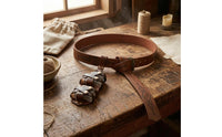 Leather-Like Straps Bottle Holder Belt Engraved Pattern Cosplay Waist Belt Aged Finish Wizard Potion Bottle Set Metal Rivets