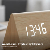 LED Wooden Alarm Clock Minimalist Design Wooden LED Alarm Clock 3 Brightness Levels Home Electronics for Students, Office Workers, Bedroom, Dorm Room