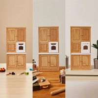 Dollhouse Cupboard with Oven Wooden Miniature Kitchen Cabinet Realistic
