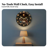 Silent Movement Round Decorative Clock Non-Ticking Farmhouse Design Clock Drill-Effortless Installation for Christians, Bedroom, Living Room