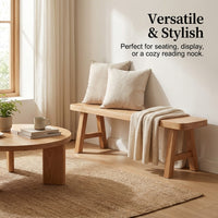 Solid Wood Dining Bench with X-Shaped Base, Wooden Bench for Kitchen