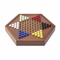 Deluxe Design Chinese Checkers Board with Storage Drawer Includes Spare Marbles Chinese Checkers Board with Drawer Polished Finish Solid Wood Hexagonal Checkerboard for Family, Kids