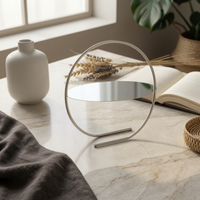 Round Mirror Tray Easy to Clean Mirror Tray Rust-Resistant for Tabletop