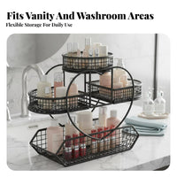 Large Capacity Vanity Countertop Storage Shelf Space Saving Multi-Tier Cosmetic Rack Elegant Design for Women, Adults, Desktop, Bedroom