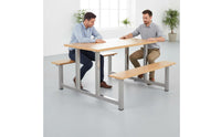 Easy to Clean Integrated Cafeteria Dining Unit Heavy-Duty Construction Dining Table with Attached Chairs Corrosion-Resistant Frame Commercial Furniture Comfortable Backrest for Restaurant