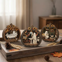 3 Pieces Fall Wooden Pumpkin Cutout