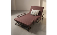 Foldable Lounge Bed Adjustable Backrest Reclining Lounge Bed Caster Wheels Outdoor Furniture