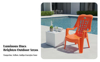 Thickened Design Highrear Monobloc Armchair Weather-Resistant Patio Chair Easy to Clean Lounge Seat Lightweight for Adults, Homeowners, event Planners, Beach, waterside, Garden, rearyard