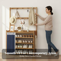 All-in-Single Solution Shoe and Coat Rack Space-Saving Design Hall Tree with Shoe Storage Large Capacity Complimentary Standing Entryway Rack Strong Load-Bearing for Apartment Dwellers, Homeowners, Families, Hallway, Mudroom, Dorm Room, Bedroom