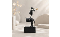 Boy Playing Trumpet Sculpture Modern Abstract Metal Sculpture Smooth Ornamental Statue for Bedroom