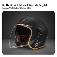 Twin Visor Half Helmet 3C Certified Twin Visor Helmet Detachable Warm Neck Scarf Shielded Gear for Adults, Women, Winter Riding, City Commuting
