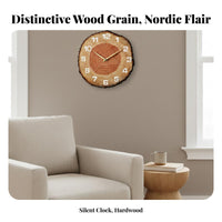 Silent Movement 12 Inch Wall Clock Non-Ticking Wooden Annual Circle Clock Easy to Hang for Homeowners, Adults, Living Room, Bedroom