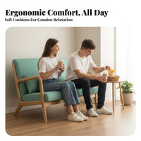 Upholstered Wooden Armchair High-Density Foam Padding Lounge Set Minimalist Design Nordic Design for Hotel Managers, Coffee Shop