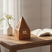 Incense Burner Box Pyramid Incense Box with Drawer Tabletop Decorative for Meditation, Tea Room