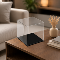 Acrylic Display Cabinets, Clear Figure Display Case 20x20cm, Dustproof Collectible Display Case with Black Base