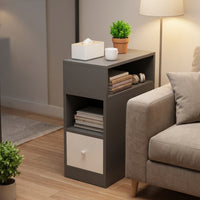 Bedside Cabinet with Drawer Bedside Table with Wheels Space-Saving Narrow Storage Cabinet for Small Bedroom, Dorm Room