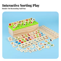 Wooden Classification Box Early Education Wooden Shape Sorting Box Educational Color and Shape Matching Toy for Young Children, Preschool, Daycare