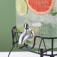 Large Capacity Beverage Dispenser with Hammered Texture, Glass Drink Dispenser and Water Dispenser with Metal Stand