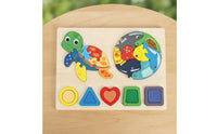 Smooth Wooden Puzzle with Geometric Shapes Bright Colors Wooden Shape Puzzle Preschool Shape Sorter Educational for Preschoolers, Playroom