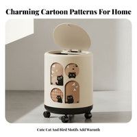 Rolling Waste Bin With Wheels Modern Wastebasket Bathroom Garbage Bin Large Capacity Lidded Trash Can Sturdy Plastic for Adults