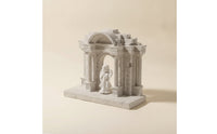 Stone-Like Aquarium Ornament with Angel Decorative Miniature Roman Temple Safe Pavilion Model Ancient for Desk, Bookshelf