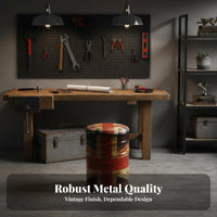 Oil Drum Stool Retro Design Ottoman with Industrial Design Indoor Furniture for Homeowners, Students, Man Cave, Restaurant, Entryway