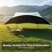 Black Vinyl Coating Waterproof Shelter Sheet Quick Setup Star-Shaped Tarp Portable Outdoor Equipment for Campers, Families, Hikers, Camping, Picnics, Picnic, Hiking